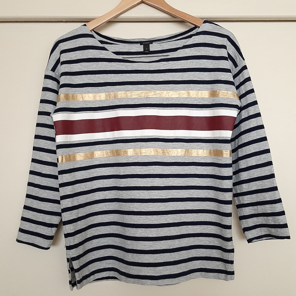 ☀️ J.Crew Foil Stripe Cotton Top Sz S